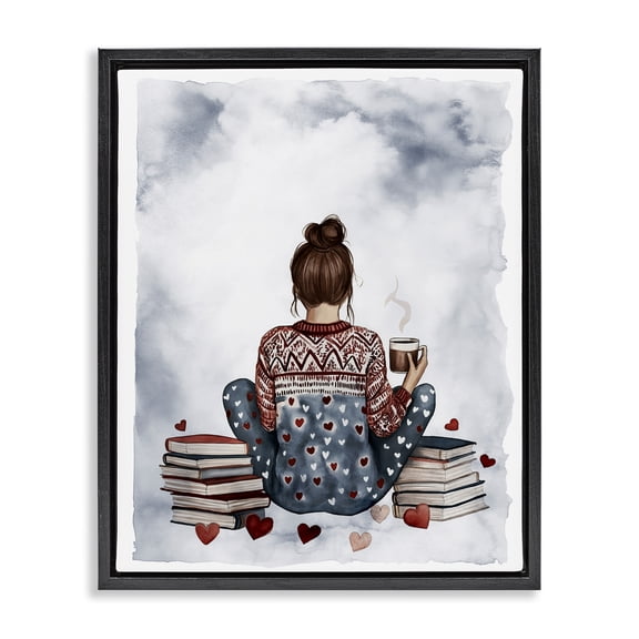 Stupell Industries Traditional Cozy Ritual Reader Black Floating Frame Canvas Art, 17 x 21, by Svetlana Aleynikova