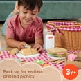 Fisher-Price Wooden Picnic Basket and Food Pretend Play Set for Preschool Kids, 31 Pieces ...