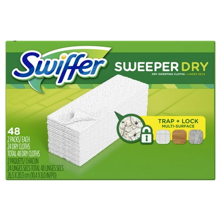 Swiffer Sweeper Dry Sweeping Pad Multi Surface Refills for Dusters Floor Mop, Unscented, 48 Count