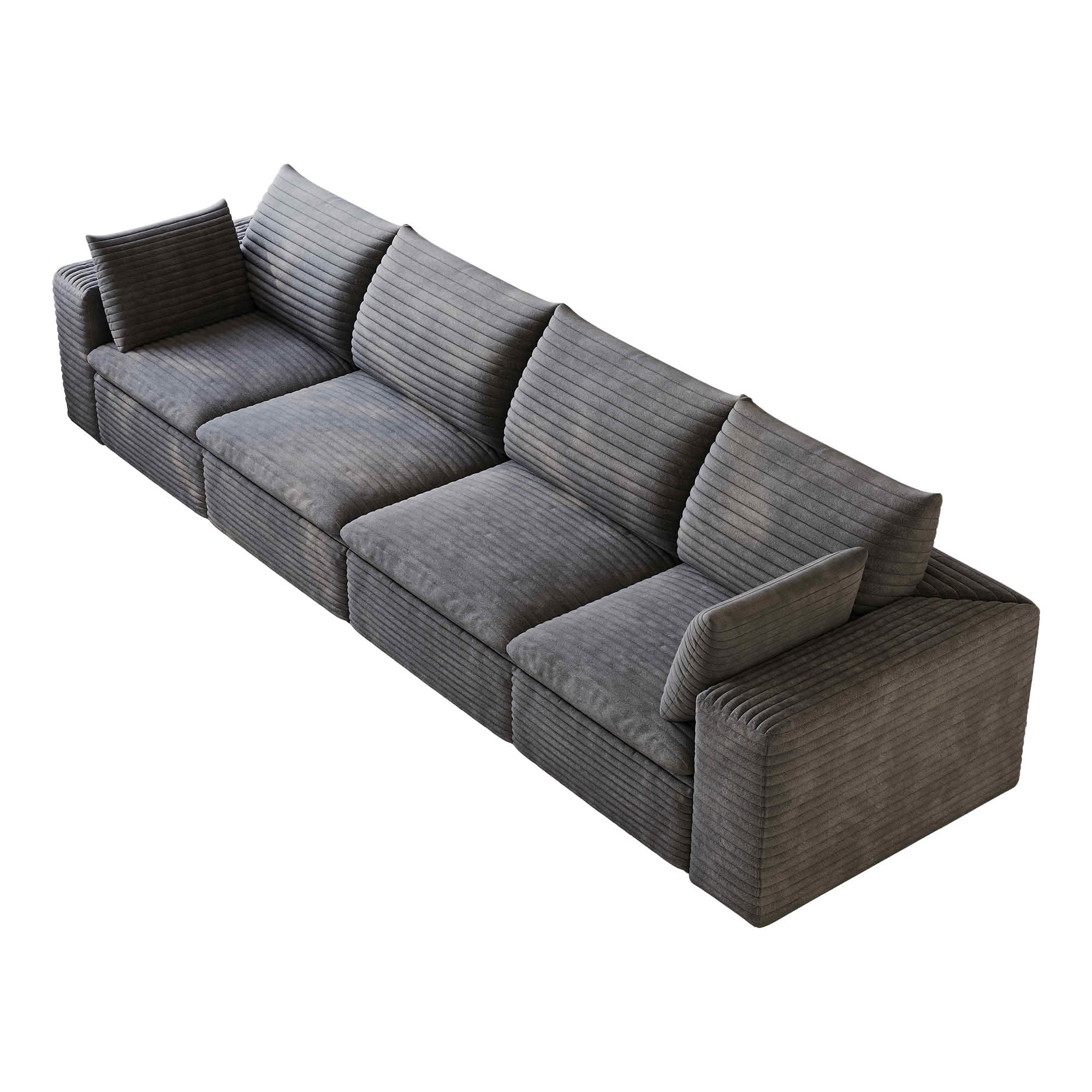 MAYEERTY 134 Inch Cloud Modular Sofa, Corduroy Deep‑Seat Couch with Double‑Layer Removable Cushions, No‑Assembly DIY Combination Sponge Sofa for Living Room Bedroom Conference Room Apartment