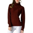 thumbnail image 1 of UJNDER Chandail à Col Roulé Couleur Unie pour Femmes Manches Longues Torsadé Floral Rouge G, 1 of 5