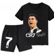 thumbnail image 3 of 2024 Ronaldo, jugador de fútbol CR7, ropa estampada para niños, conjunto de 2 piezas de camiseta informal y pantalones cortos, moda de verano para niños, trajes deportivos, 3 of 4