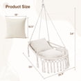 thumbnail image 3 of Costway Macrame Swing Chair with 2 Removable Cushions, Enduring Polyester Cotton Ropes Beige, 3 of 10