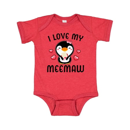 

Inktastic I Love My Meemaw with Cute Penguin and Hearts Gift Baby Girl Bodysuit