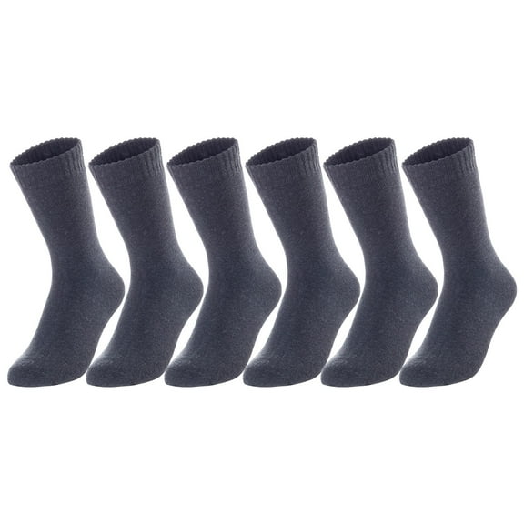 Lovely Annie Unisex Children's 6 Pairs Wool Blend Crew Socks LK0601 Size 9Y-11Y (Dark Grey)