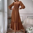 thumbnail image 2 of Women's 2024 Fall Long Sleeve Maxi Dress - Square Neck, Smocked Tiered A Line - Flowy Polyester Dress with Side Pockets - True to Size - S-XXL, 2 of 5