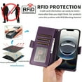 thumbnail image 3 of Wallet Case for iPhone 16e with [RFID Blocking] Card Holder Kickstand with Lanyard,Magnetic Clasp PU Flip Leather Shockproof Full-body Phone Case for iPhone 16e,Darkpurple, 3 of 7