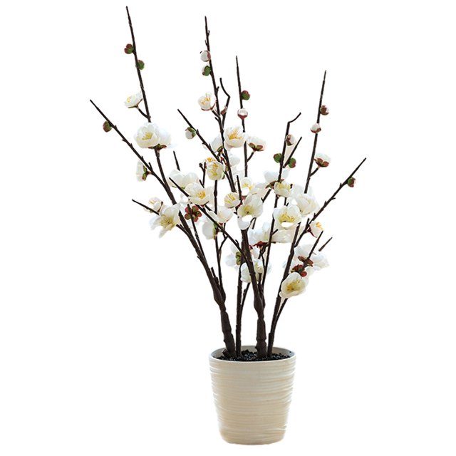 Rama grande, doble tenedor, flor de ciruelo falsa, flor en maceta, planta de simulación artificial, decoración, flor falsa