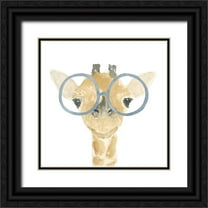 Price, Lucille 15x15 Black Ornate Wood Framed with Double Matting Museum Art Print Titled - Giraffe With Glasses