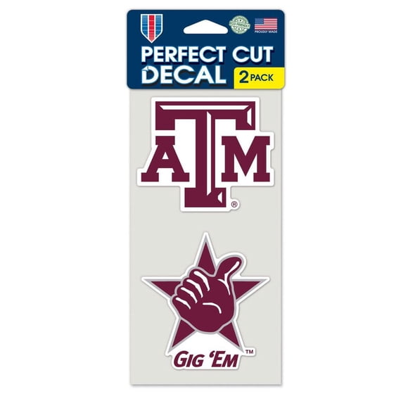 WinCraft NCAA Texas A&M University calcomanía de corte perfecto (juego de 2) 4 x 4 pulgadas