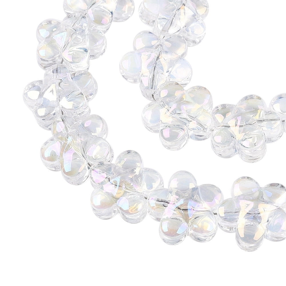 Electroplate Glass Beads Strands Flower Clear AB 12x12.5x7mm Hole: 1mm about 54~55pcs/strand 24.57~24.96 inch(62.4~63.4cm)