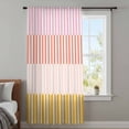 thumbnail image 4 of Colorful Stripe Sheer Curtains 96 Inches Long, Modern Pink Red Yellow Vertical Striped Light Filering Curtains, Privacy Drapes Simi Floor to Veiling Curtain for Living Room Bedroom Window Treatment, 4 of 9