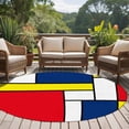 thumbnail image 4 of Abstract Geometric Round Area Rug 8Ft Washable Large Circle Rugs for Living Room Dorm, Modern Color Blocks Red Yellow Blue Non-Slip Carpet Floor Mats Indoor Outdoor Carpet Runner Aesthetic Home Decor, 4 of 8