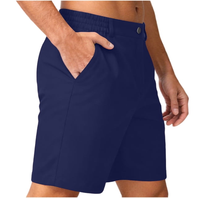 FRSASU Men's Solid Color Casual Work Pants with Side Pockets Length Half Shorts Pants Navy
