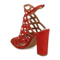 thumbnail image 3 of New Women HOTSOLES Ferret Faux Suede Peep Toe Caged Block Heel Sandal, 3 of 5