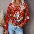 thumbnail image 1 of New Christmas Moose Print Ladies T-shirt Cotton Kawaii Cartoon Style Sweater Autumn O Neck Oversized Long Sleeve Female Pullover, 1 of 4