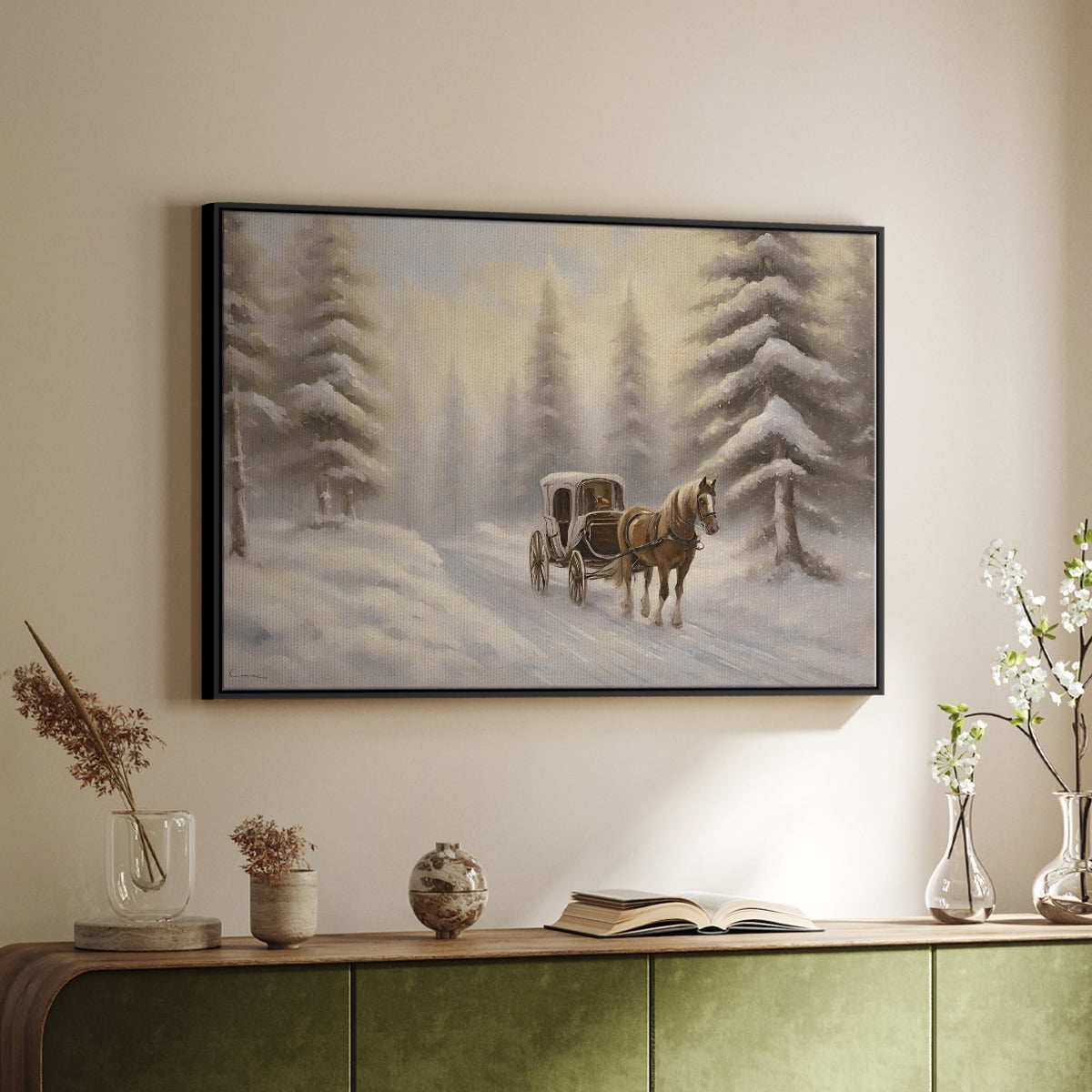 Vintage Landscape-CLXXI By Wexford Home Framed in Black Wood Gallery Wrapped Canvas 27 in. x 41 in.