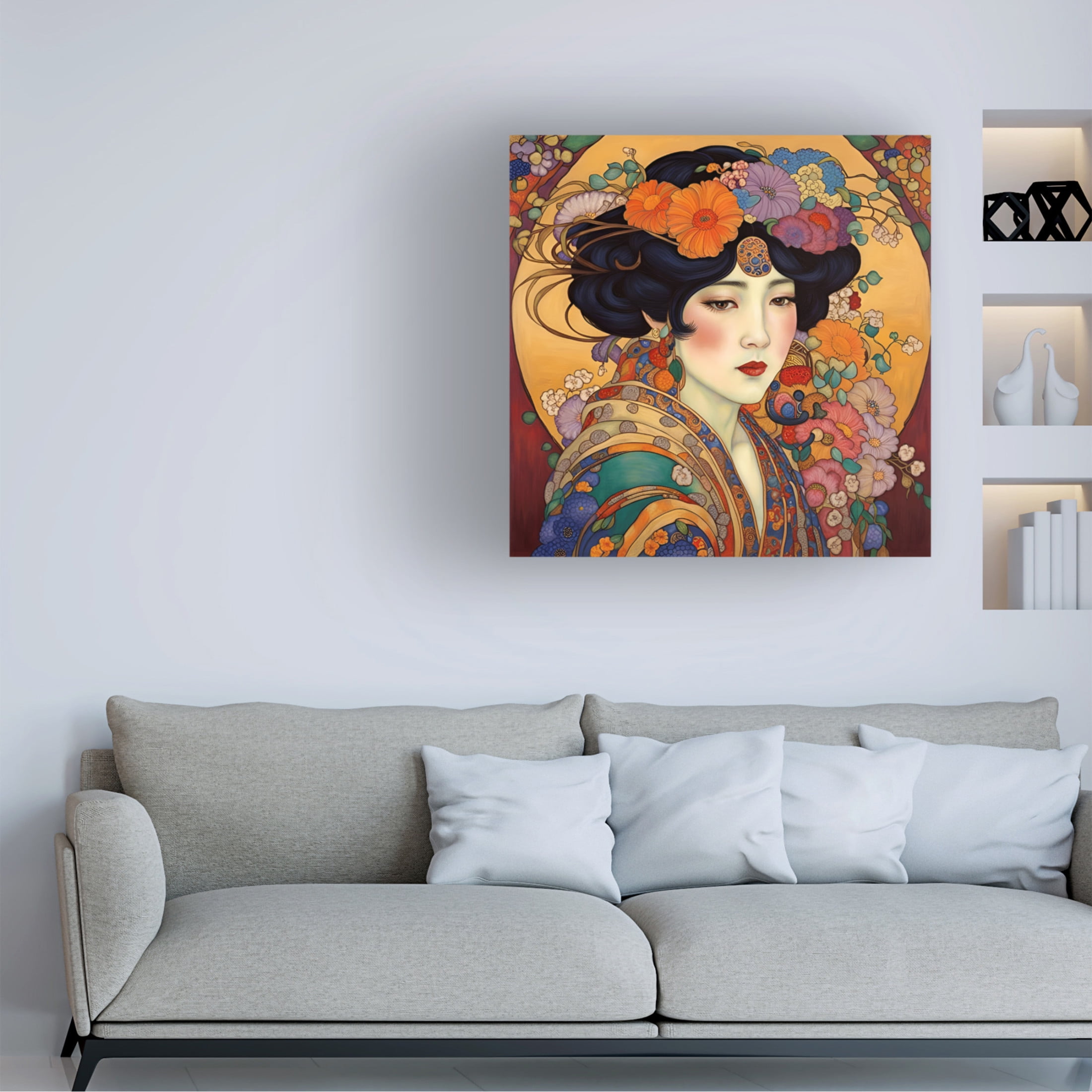 Canvas Wall Art - Tina Lavoie 'Art Nouveau Beauty XIX' Wall Art for Living Room, Bedroom, or Office Décor by Trademark Fine Art - 24 x 24 Inches