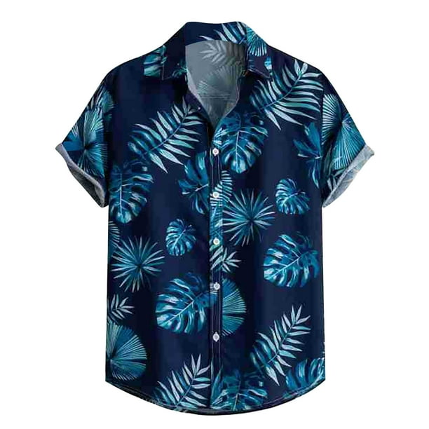 Camisas Para Hombre Hombres Moda Primavera Verano Casual Manga corta Turndown Neck Impreso Camisetas Top Blusa Navy XL Walmart en linea