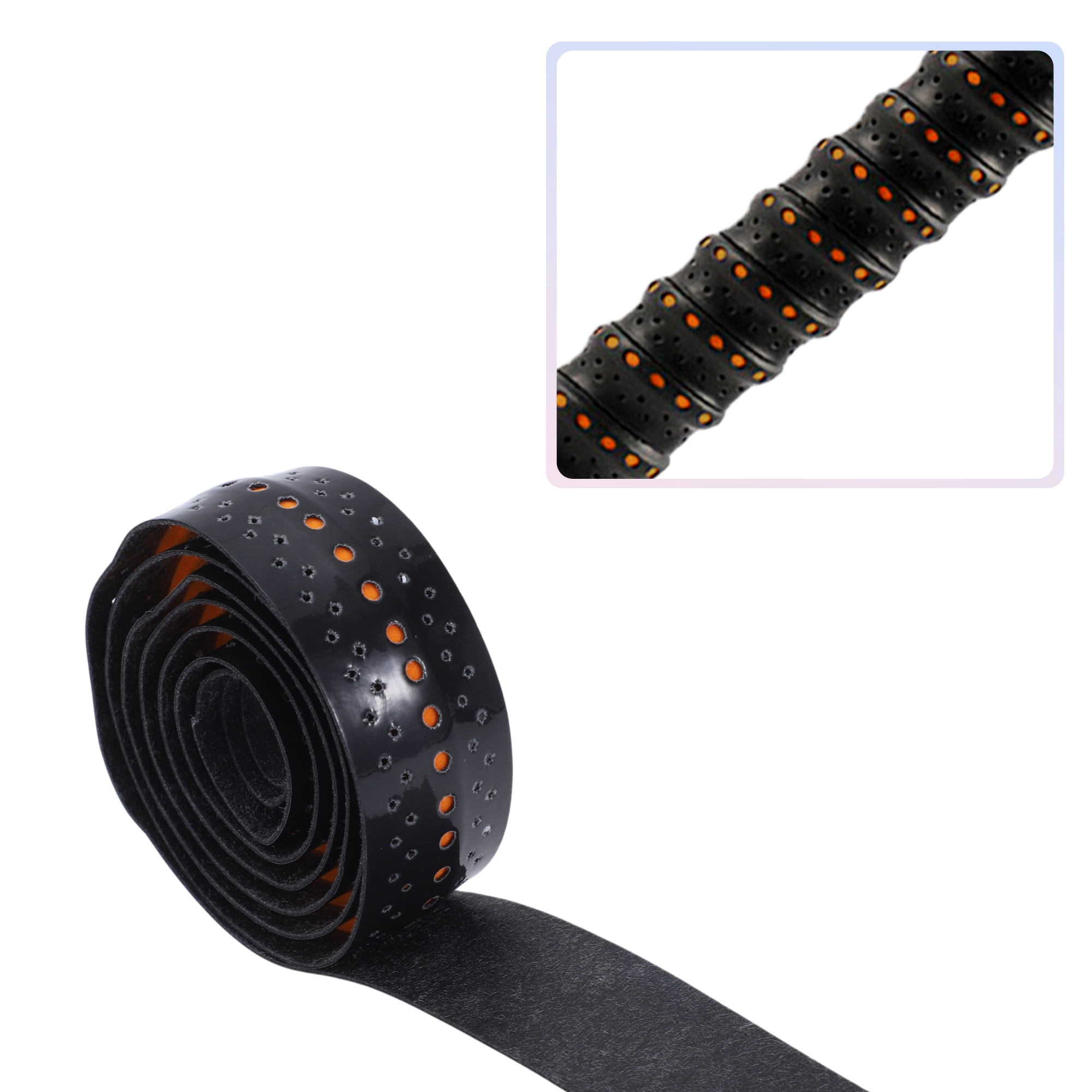Unique Bargains 2 Pcs Tennis Racket Grip Tape Dry Overgrip Tape Black Orange