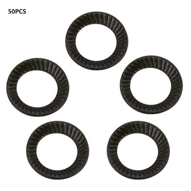 Rondelle de Verrouillage Nervurée Rondelle de Verrouillage en Acier Ensemble de Rondelles de Verrouillage 50 Pcs Rondelles de Verrouillage Nervurées en Acier Joints Antidérapants avec Crêtes Doubles M5