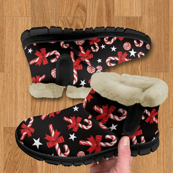 Whosucclay Flannel Womens and Girl Snow Boots Ankle Booties Waterproof Winter Boots Slip on Fashion Boots No Slip Boots