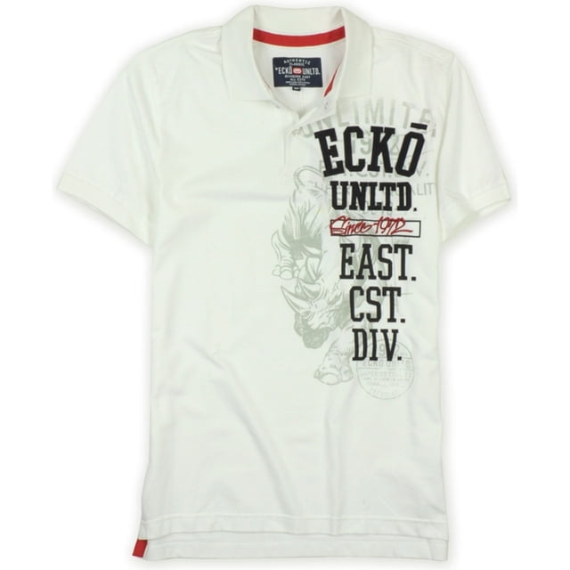 Ecko Unltd. Polo de rugby con números verticales SS para hombre, blanco, XXX-Large