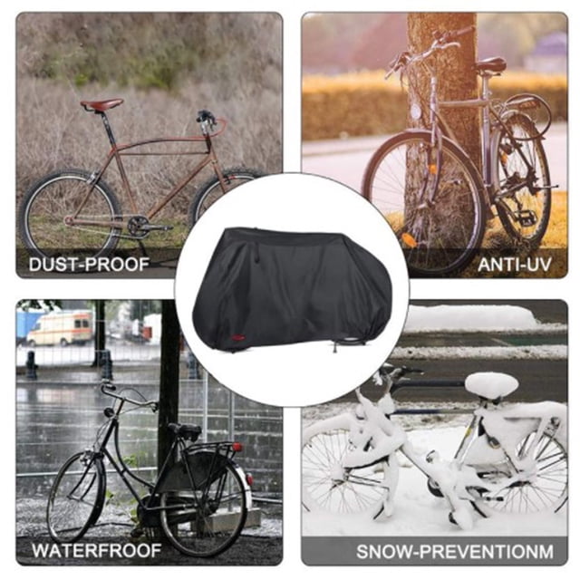 Paokuoon Bicycle Protective Cover Bike Outdoor Cover Waterproof Protection Rain Proof Windproof Lock Hole Sunscreen Black Elastic Edge Electric Bike Cover
