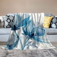 thumbnail image 2 of JEUXUS Durable and Long-lasting Blue Flickering Flower Abstract Tulips Flower Flannel Blanket White, 2 of 6