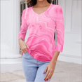 thumbnail image 7 of Up to 65% off! Womens' Fashion 3/4 Sleeve Plus Size Shirts Tops Spring And Summer Print Top Collar Button Sexy Shirt 3/4 Sleeve Long Sleeve V Neck Top/Shirt, 7 of 7