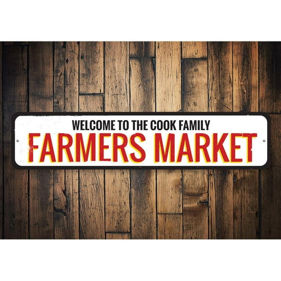 Farmers Market Novelty Sign, Metal Wall Decor - 4x18 inches