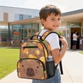 thumbnail image 4 of Jeiento Capybara Toddler Backpack for Boys 2-5, 13.5 Inch Preschool School Bag, Orange Lightweight Kids Backpack for Daycare with 2 Front & 2 Mesh Side Pockets, 4 of 7