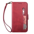 thumbnail image 4 of Feishell for Google Pixel 6 Pro Case Wallet, with Credit Card Slots Durable Flip Folio Kickstand Magnetic Closure Leather Zipper Pocket Wrist Strap Cover for Google Pixel 6 Pro, Red, 4 of 6