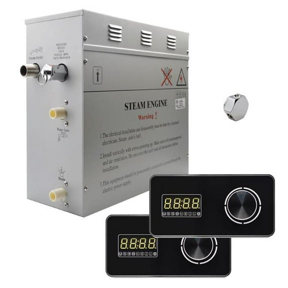 Steam Planet GH6LBA Superior Encore 6 kW Self-Draining Steam Bath Generator Kit & Dual Horizontal Digital Keypad, Black