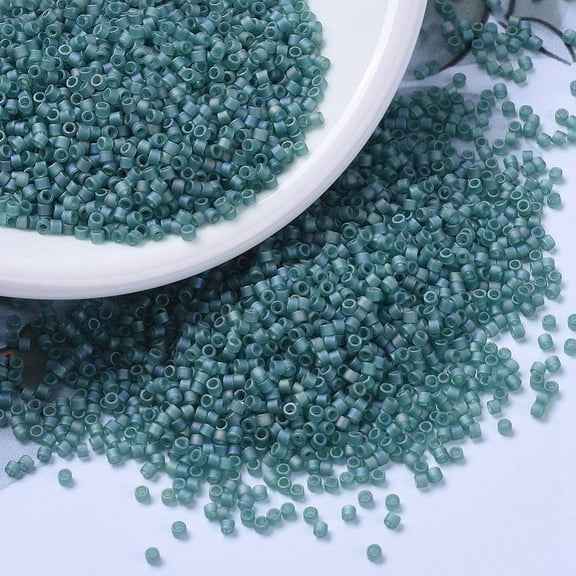 10g Delica Beads Cylinder Japanese Seed Beads 11/0 (DB1283) Matte Transparent Caribbean Teal AB 1.3x1.6mm Hole: 0.8mm 2000pcs/10g