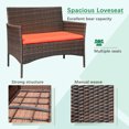 thumbnail image 5 of Devoko 4 Pieces Outdoor Patio Conversation Set PE Rattan Wicker Furniture Set, Brown/Red, 5 of 7