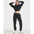 thumbnail image 5 of Real Essentials 3 Pack: Women's Fleece Cropped Sweatshirt - Long Sleeve Crew Neck Crop Top (Available in Plus Size), 5 of 6
