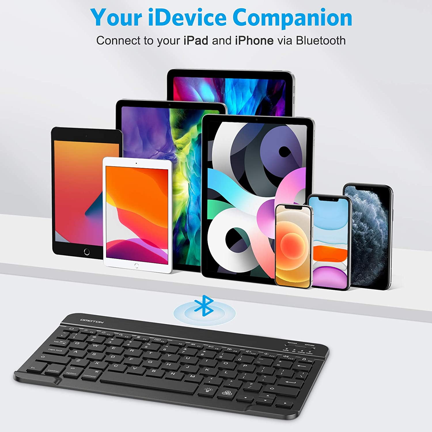 Tablet Computer Keyboard Mini Wireless Bluetooth Backlit Keyboard, 7-color Backlit/rechargeable/ultra-thin