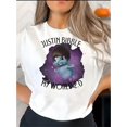 thumbnail image 1 of Creative English Ghost Man Pattern Printed Women'S Fashionable Round Neck Short Sleeve, Simple Casual Sports T-Shirt, Comfortable Summer Top for Holidays., 1 of 6