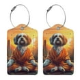 thumbnail image 3 of Gaeub Cartoon Puppy Sunset Print Luggage Tag for Suitcase, Travel Leather Bag Tags Identifiers Privacy Cover ID Label with Durable Steel Loop for Women Men Kids Girls Travel-4 PCS, 3 of 5