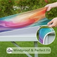 thumbnail image 6 of Rainbow Tie Dye Swirl Pattern Square Fitted Tablecloth with Elastic Edge,Square Table Cover,Washable Elastic Table Cover for Home Kitchen Party Decor 34"x34", 6 of 6
