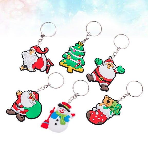 HINTRMENT 12Pcs Cartoon Keychain Cute Santa Claus Silicone Pendant for Bag Cell Phone Car Key Decoration