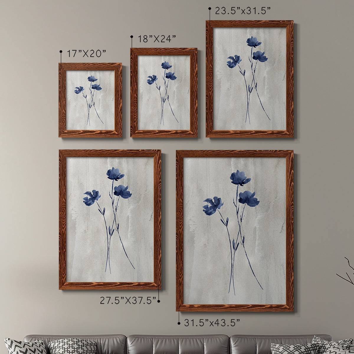 Indigo Botanical III - Premium Framed Canvas 2 Piece Set - Ready to Hang