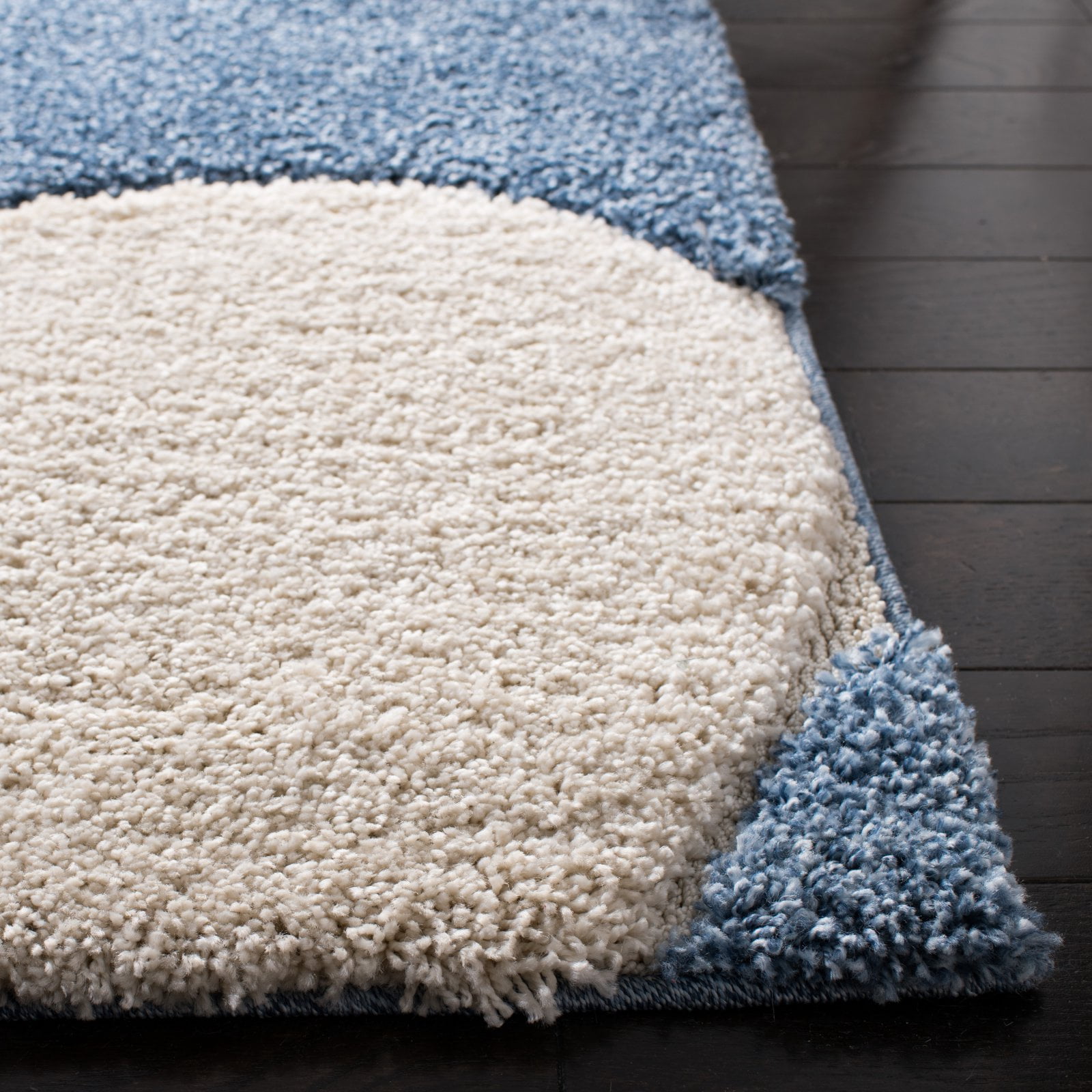 SAFAVIEH Florida Mirabelle Geometric Shag Area Rug, Grey/Ivory, 6'7" x 6'7" Round