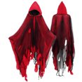 thumbnail image 1 of ColoMX Capa de la Parca con capucha: Capa de tela espeluznante, disfraz de Halloween fantasmal y macabro, túnica de caballero sangriento para adultos, accesorios de cosplay, casas embrujadas, 1 of 8