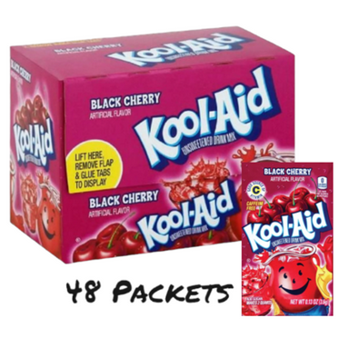 (48 pack) Kool-Aid Unsweetened Black Cherry, Artificially Flavored Powdered Soft Drink Mix, 0.13 oz Packet