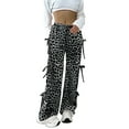 thumbnail image 2 of Women's Casual Pants Women'S Jogging Bottoms With Bow And Wide Leg Elastic Waistband Sweat Baggy Trousers With Pocket Country Trousers For Women,Gray Women's Casual Pants XXL, 2 of 4