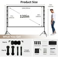 thumbnail image 4 of Florascent Projector Screen with Stand,120 inch 16:9 4K HD Portable Projector Movie Screen for Home Theater Outdoor Indoor, 4 of 7