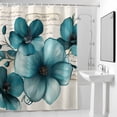 thumbnail image 4 of Turquoise Tulip Fabric Shower Curtain Watercolor Vintage Washable Shower Curtains for Bathroom, Waterproof Bath Curtain with Hooks Home Decor 72x72in, 4 of 8