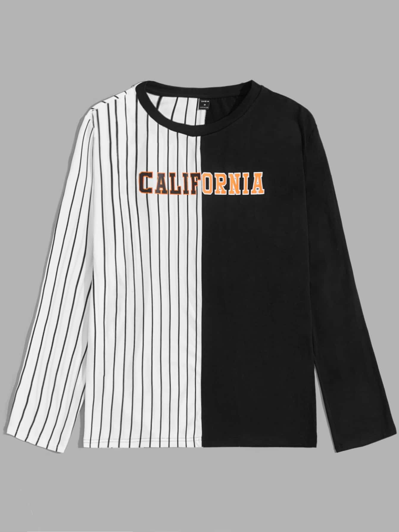 Men Striped And Letter Graphic Tee M(6 